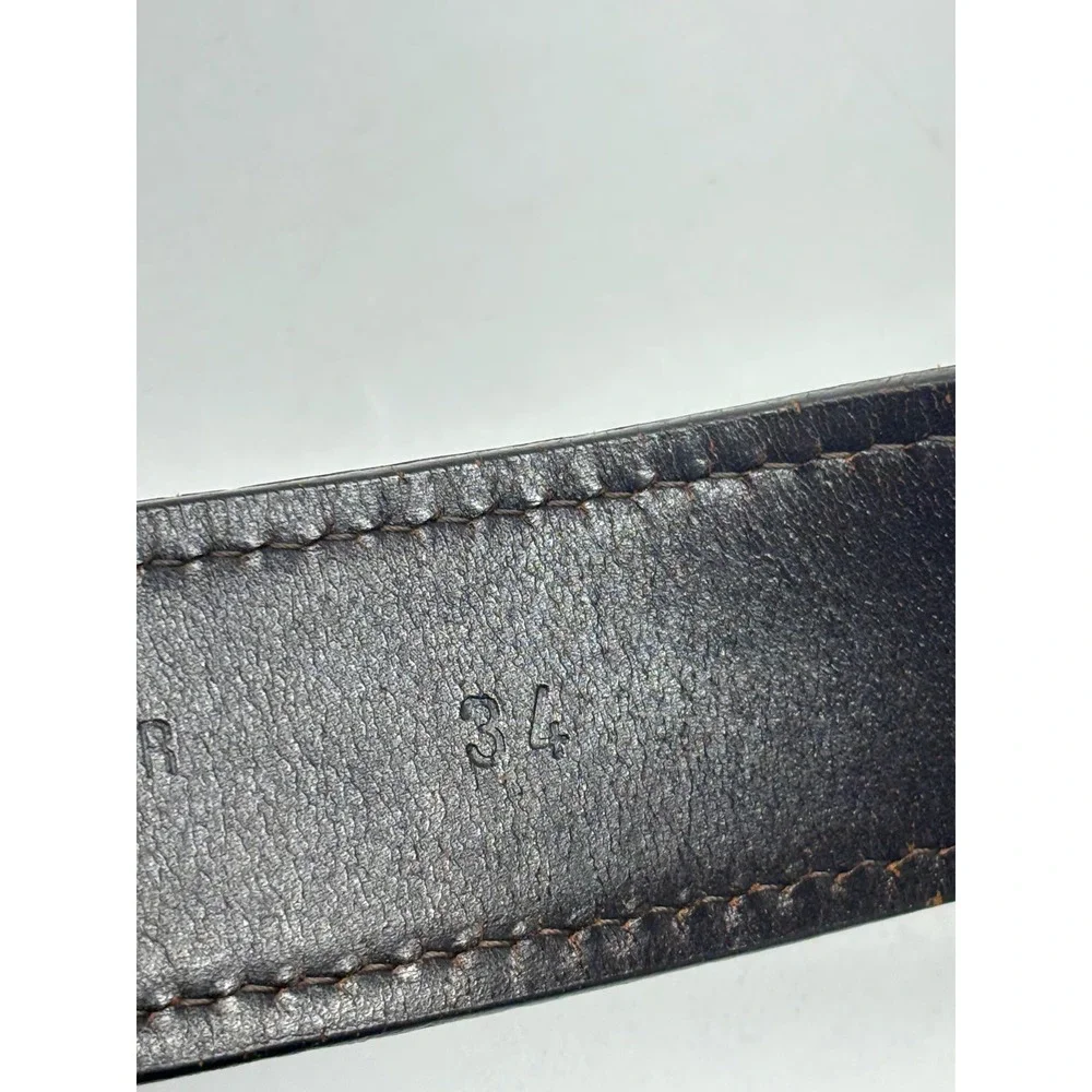 Ermenegildo Zegna Sport Mens Brown Leather Belt 34 Made in Italy Contrast Stitch